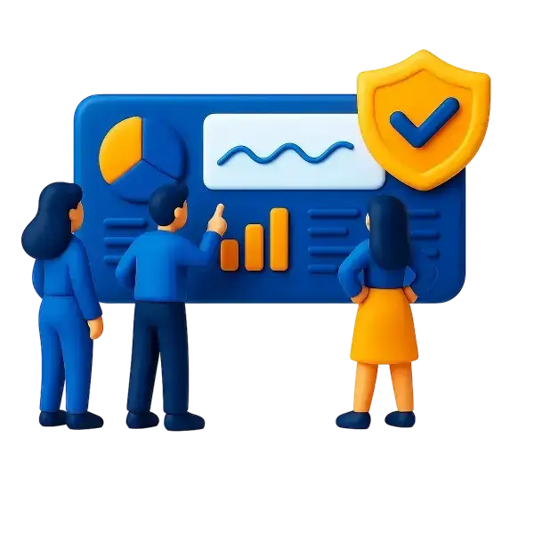 Raporbilen hero illüstrasyonu – Logo ERP veri analizi ve modern dashboard tasarımı